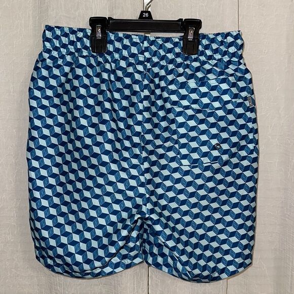 Ike Behar S Blue Light Blue Dice Geometrical Swim Trunks Board Shorts - Picture 5 of 13